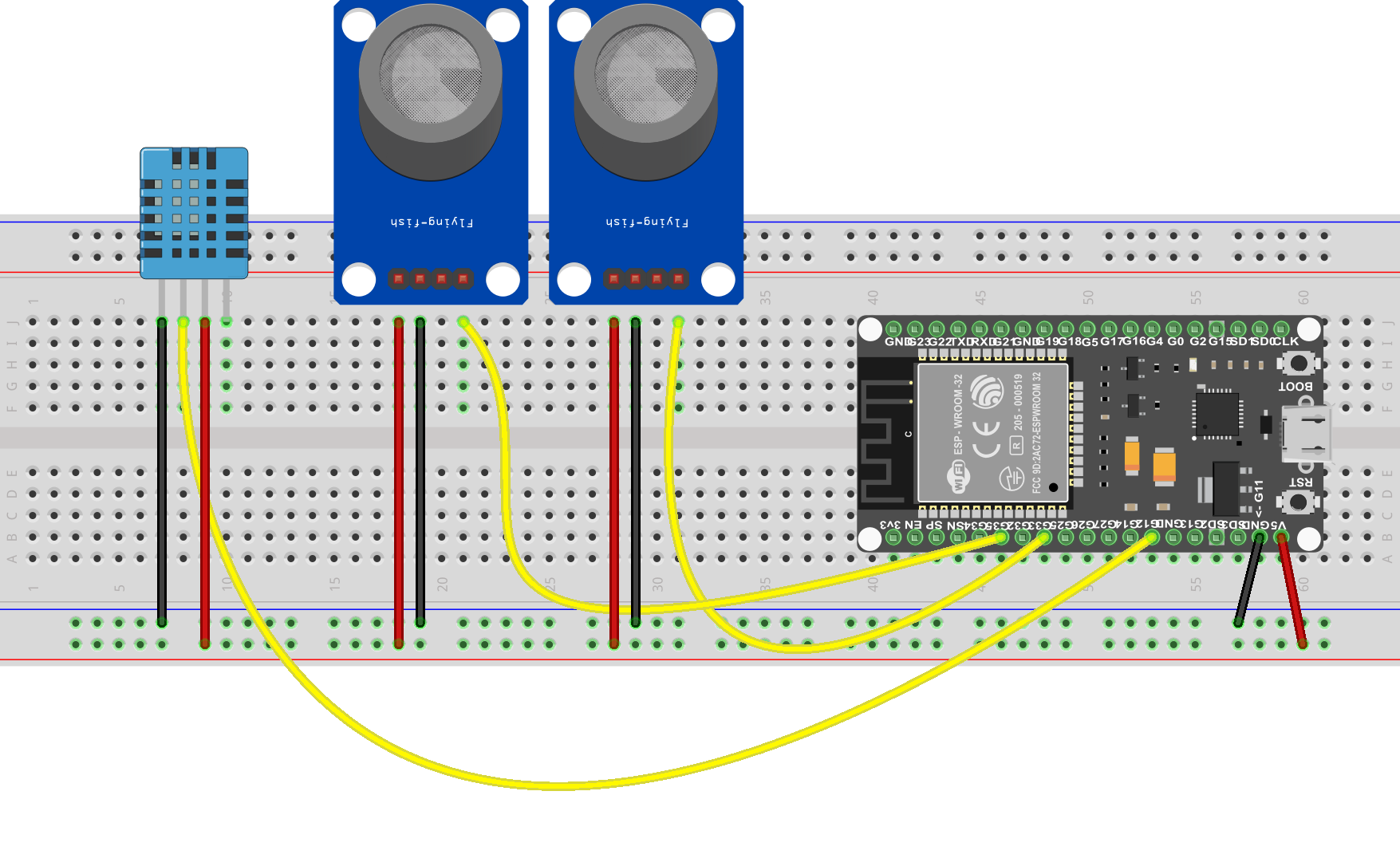 schema elettrico fritzing della centralina multi sensore con ESP32