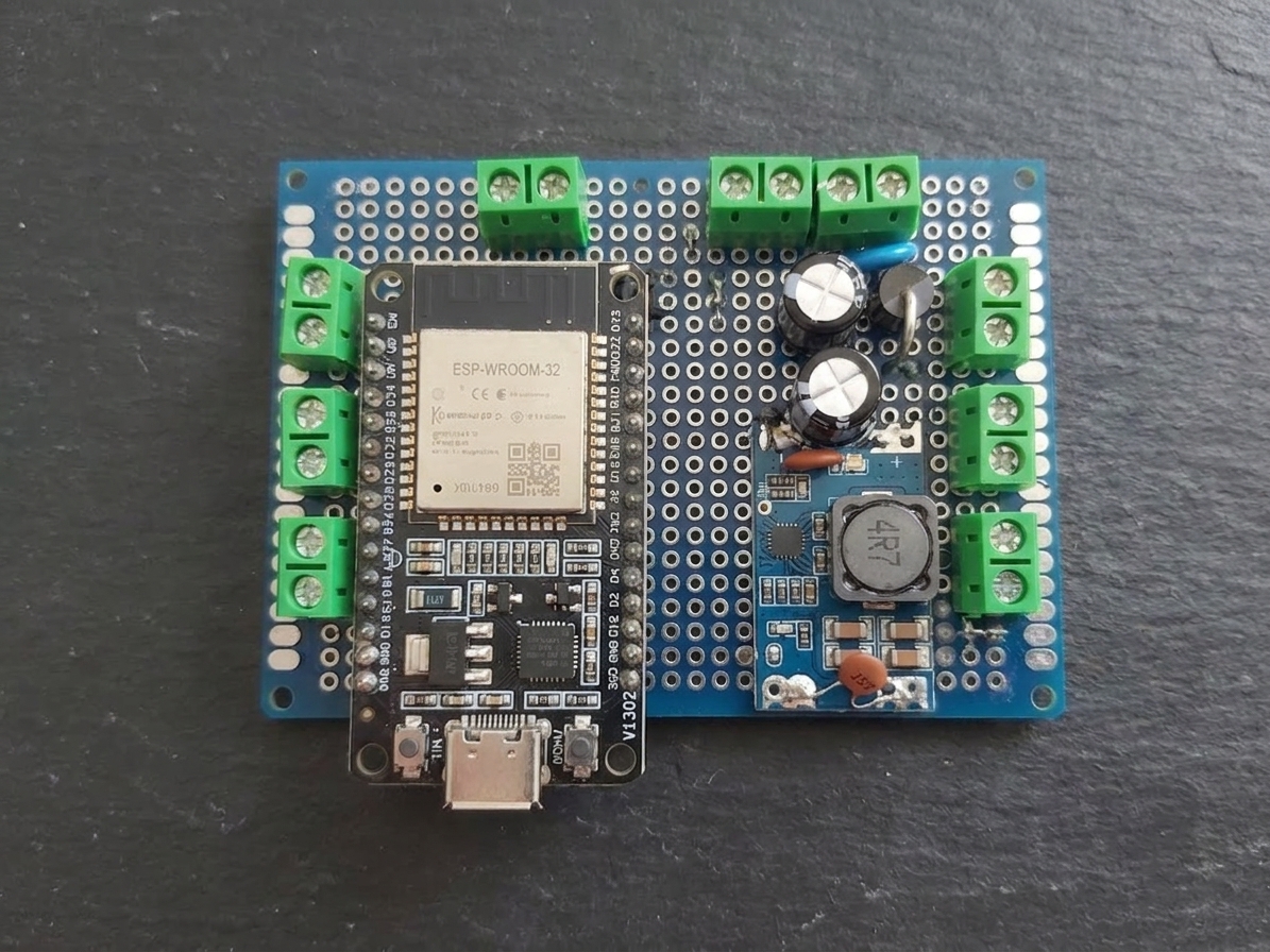 La scheda inferiore con la Mini 560 per ricavare i 5V e 3.3V.
